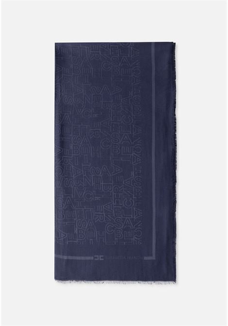 Sciarpa blu da donna con lettering jacquard ELISABETTA FRANCHI | SC02F46E2B75